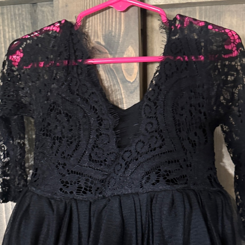 Charming Black Lace Kids Formal Dress - Picture 3 of 3
